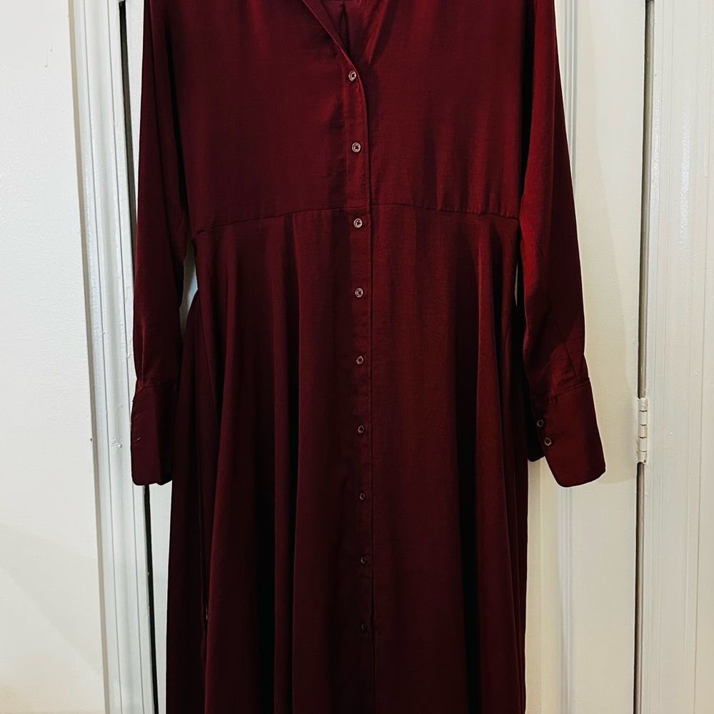 Banana Republic Long Sleeve Burgundy Dress